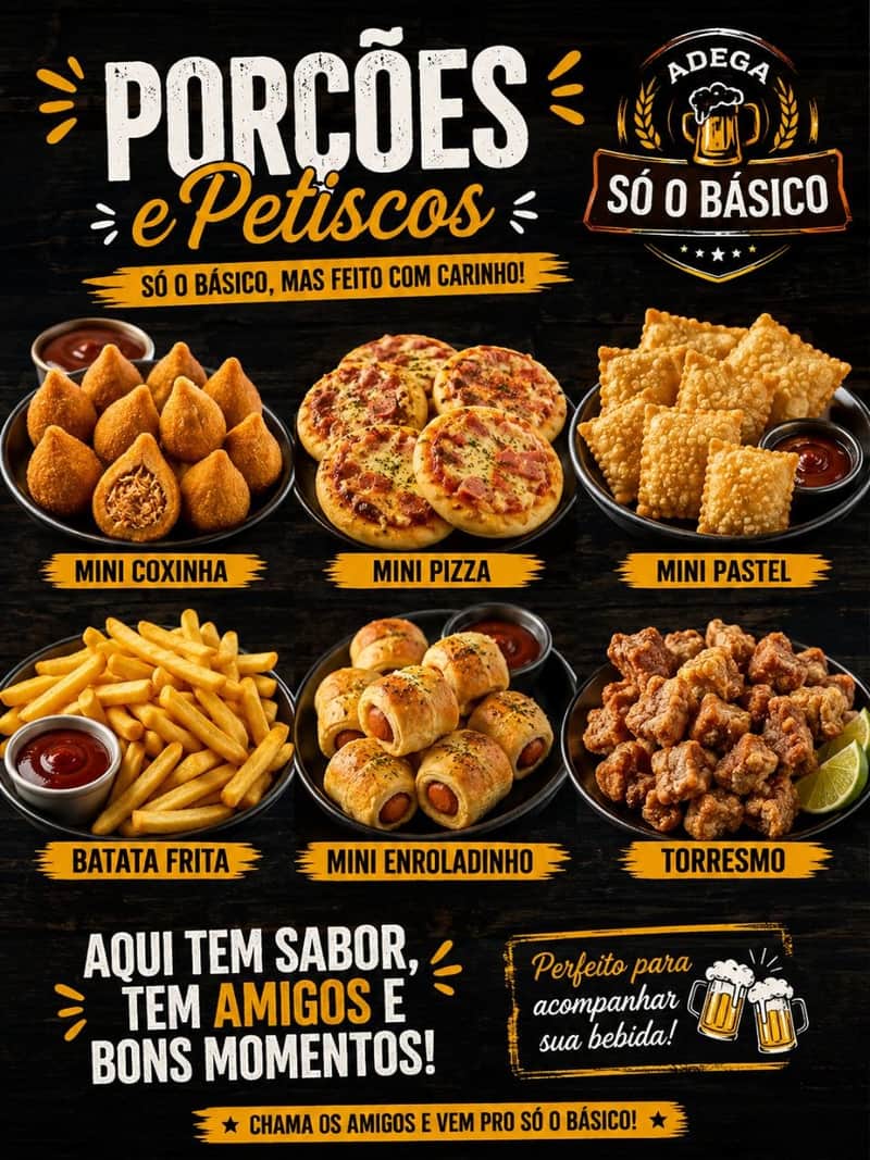 Porções e petiscos da adega